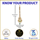Gold-Plated Chandbali-Style  White & Green Kundan Pearl studded Maang Tikka
