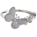 Rhodium-Plated Silver Toned White American Diamond Studded Kada Bracelet