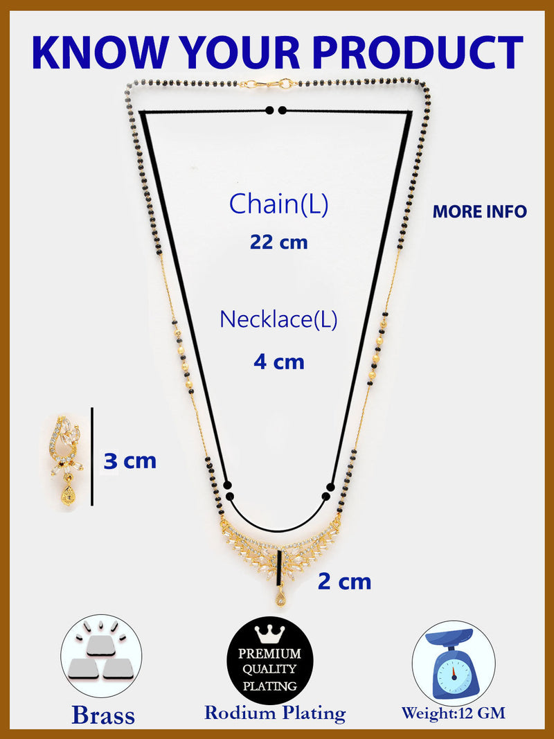 Tradiitional Gold Plated Black Bead Mangalsutra With Earrings