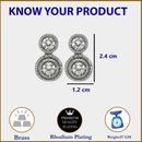 Rhodium Plated Silver Toned with Round American Diamond Small Drop earrings