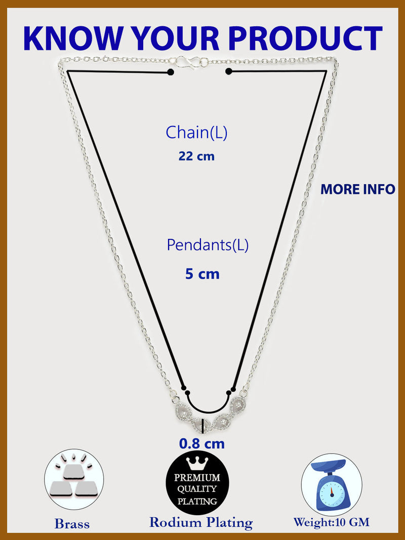 Rhodium Plated with White American Diamond Studded Pendant