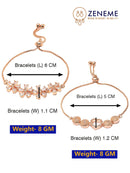 Rose Gold Plated Halo Star Charm Beaded & Floral Design  Set Of 2 Stackable Adjustable Bracelet