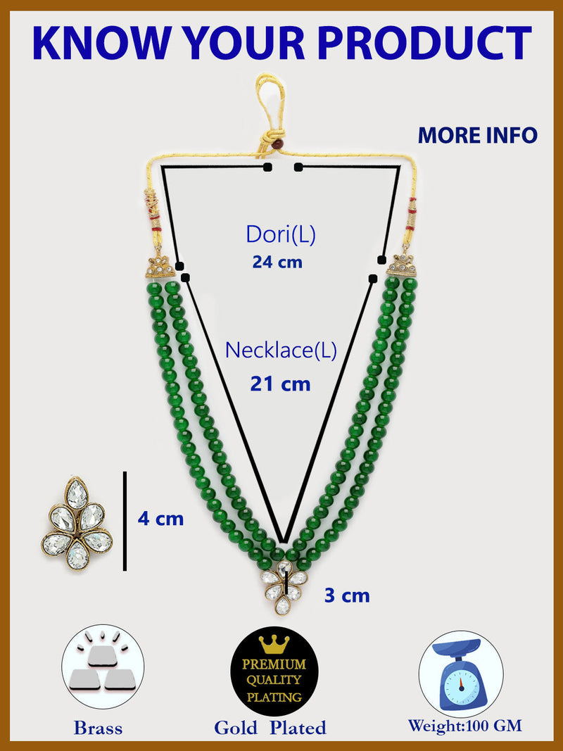 Green Pearl & Kundan Studded Jewellery Set