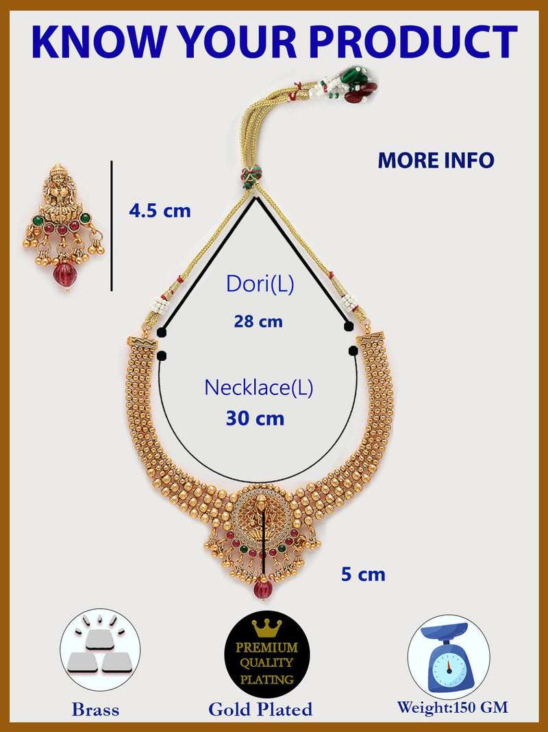 Gold Plated Lakshmi Kasu Mala design Necklace Set