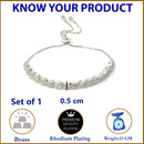 Rhodium Plated Silver Toned Cubic Zirconia Stone-Studded Bracelet