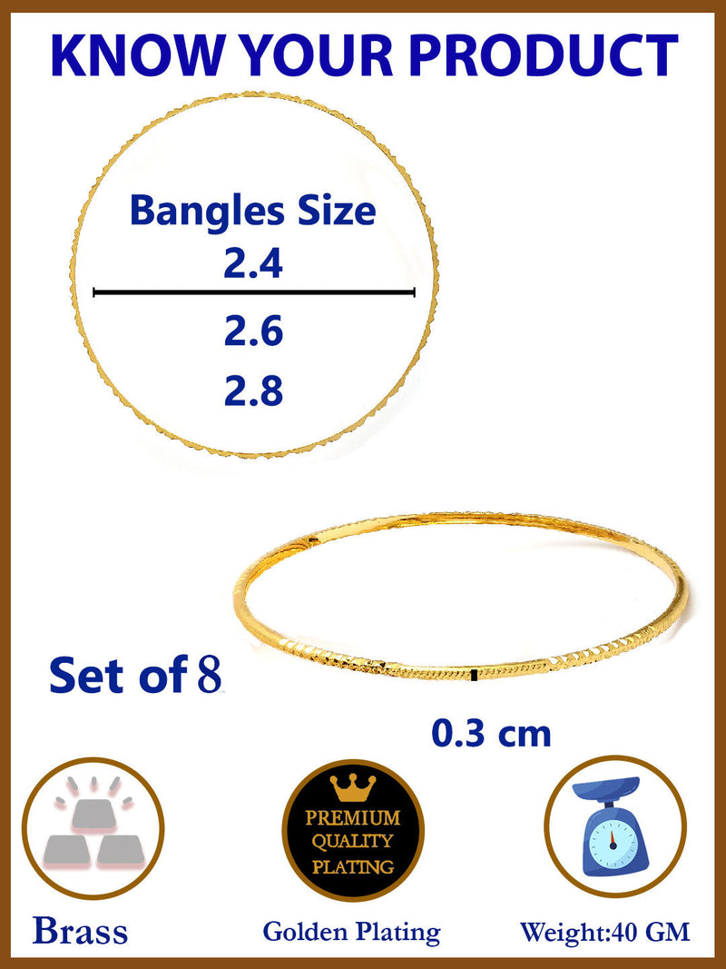 Gold Plated Set Of 8 Traditional Classic Bangle Set