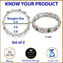 Rhodium Plated with Multicolor American Diamond Studded Floral Design Kada Bangles