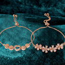 Rose Gold Plated Halo Star Charm Beaded & Floral Design  Set Of 2 Stackable Adjustable Bracelet