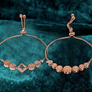 Rose Gold Plated Round & Square Shape AD Contemporary Bracelet Combo Set
