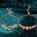 Rose Gold Plated American Diamond Studded Round & Halo Round Charm Adjustable Bracelet Combo Set of 2