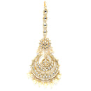 Gold-Plated Pearl Drops Kundan Chandbali Maang Tikka & Earrings Set