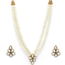 Gold Plated White Pearl & Kundan Studded Jewellery Set