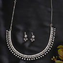 Rhodium Plated Unique Design white American Diamond Stones Studded Jewellery Set