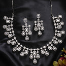 Rhodium Plated Crystal White American Diamond Stones Studded Jewellery Set