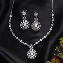 Rhodium Platted Classy Design white American Diamond Stones Studded Jewellery  Set