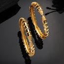 Gold Plated Set Of 2 Traditional Classic Textured Designer Bangle Set