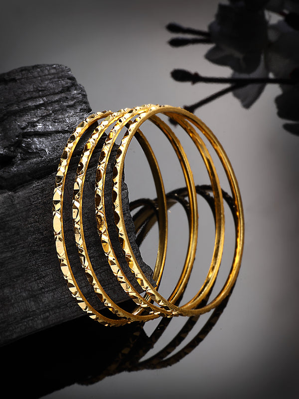 Gold Plated Set Of 4 Traditional Classic Bangle Set