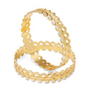 Gold-Plated Brass Dual Tone Leaf Textured White American Diamond Studded Bangles (Set Of 2)