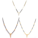 Set Of 3 Gold-Plated Black Beads Beaded and AD-Studded Mangalsutra For Women (Combo 11)