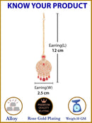 Traditional Rose Gold Plated Red American Diamond Studded Chandelier Maangtikka