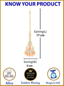 Traditional Gold Plated Kundan Studded & Orange Drop Pearl Maangtikka