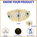 Gold-Plated Floral Design White & Green American Diamond Studded Bangle & Ring Set