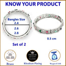 Rhodium Plated Multicolor American Diamond Studded Kada Bangles