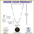 Gold-Plated Black & White American Diamond Studded & Beaded Mangalsutra With Earrings For Women