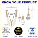 Flower Shaped Gold-Plated Kundan Pearl & Ruby White Beads Studded Necklace Set With Crystal Earring and Maang Tika