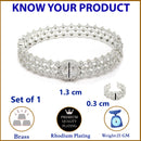 Rhodium Plated Silver Toned White American Diamond Studded Bracelet with Ring