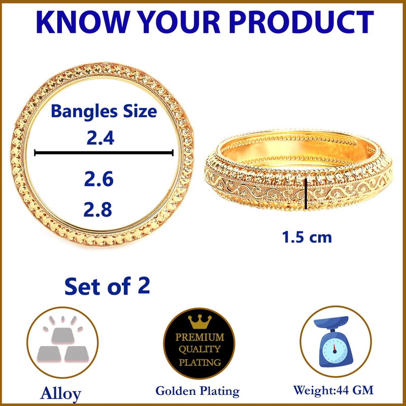 Set Of 4 Gold-Toned Textured Bangles
