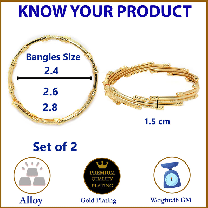Set Of 2 Gold-Plated Classic Traditional Ethnic Handcrafted Bangles