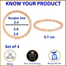 Rose Gold-Plated Lime Green & White Oval Shaped American Diamond studded Handcrafted Bangles Set (Set Of 4)