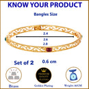Gold Plated Square Shaped Red Green Stone Bangles