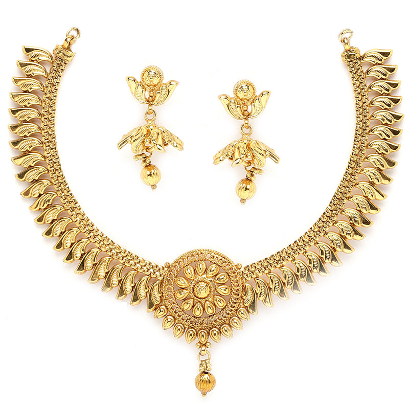 Gold-Plated Intricate Design Temple Necklace