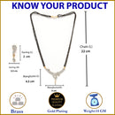 Black Gold-Plated Stone-Studded Leaf Shaped Mangalsutra & Earrings Set