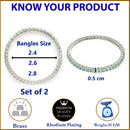 Rhodium Plated Sea Green American Diamond Studded Thin Bangles