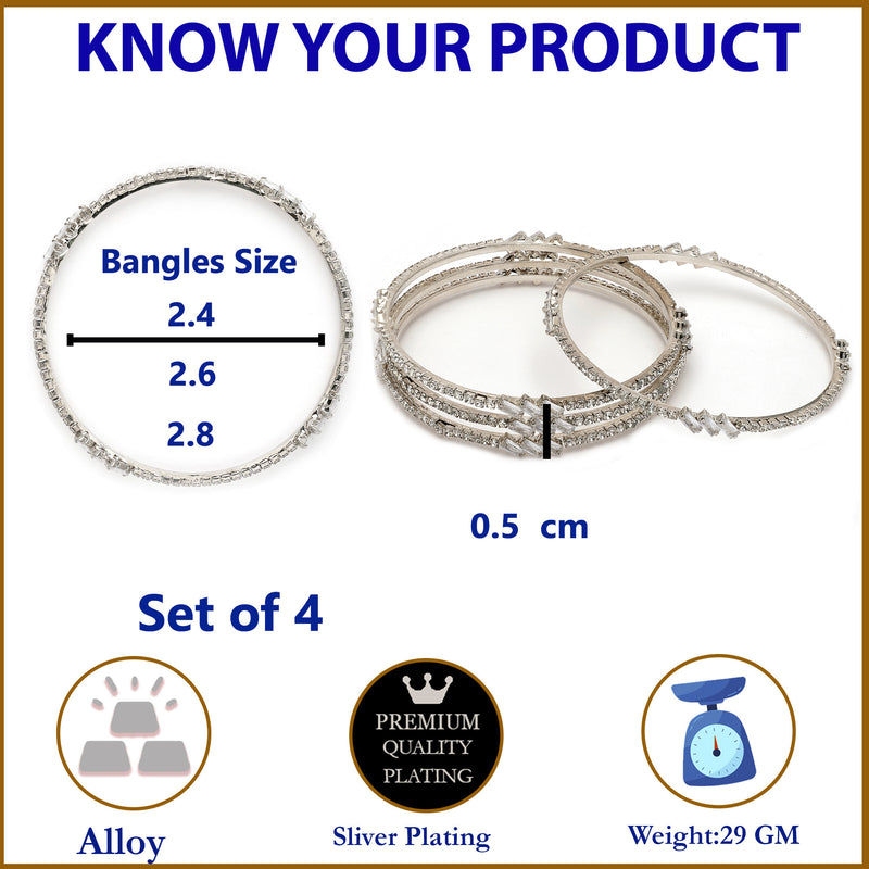 Rhodium Plated White American Diamonds Studded Bangles