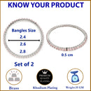 Rhodium Plated Pink American Diamond Studded Thin Bangles