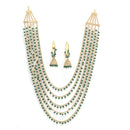 Five Layered Gold-Plated Green Pearl Beaded Jewellery Set