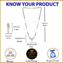 Gold Plated American Diamond Studded Black Beaded Designer Mangalsutra With Earrings For Women