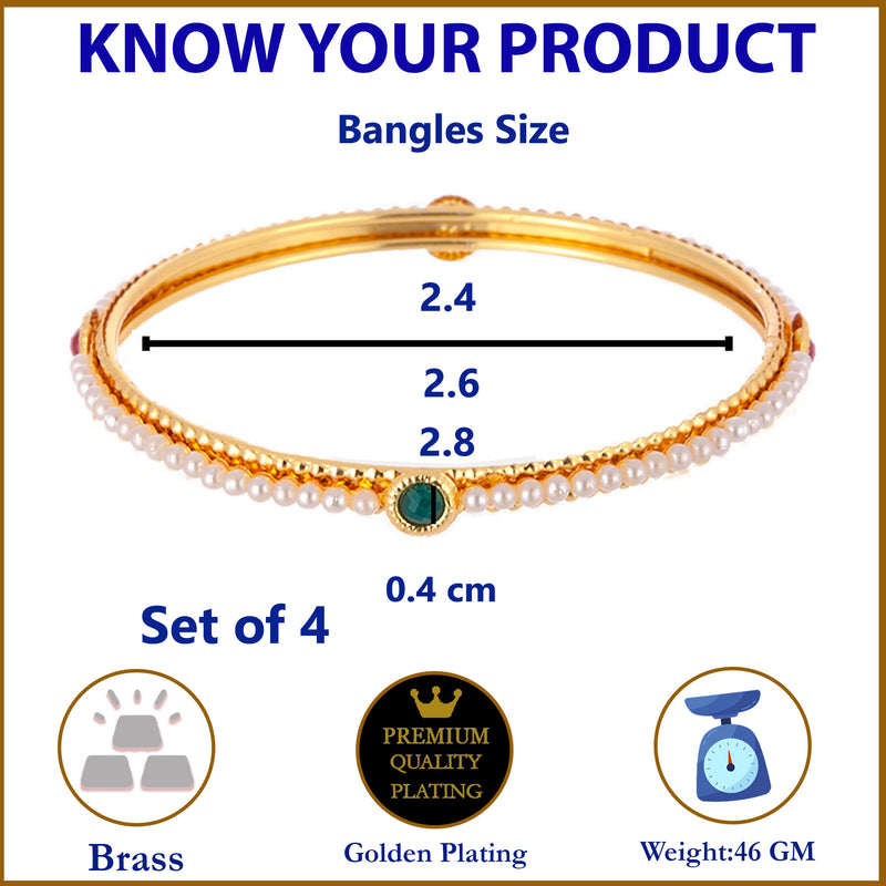 Pearls Gold plated Bangle Set