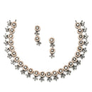Rose Gold-Plated Rose Black American Diamond Studded Jewellery Set