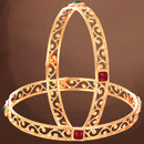 Gold Plated Square Shaped Red Green Stone Bangles