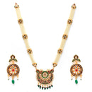 Meenakari Style Gold-Plated White Pearl Beaded Jewellery Set