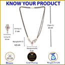 Gold-Plated White & Red AD-Studded & Black Beaded Mangalsutra With Earrings