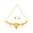 Floral Intricate Textured Gold-Plated Temple Jewellery Set