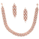 Rose Gold-Plated White American Diamond Studded Handcrafted Jewellery Set