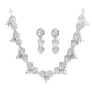 Rhodium-Plated with Silver-Tone White American Diamond-Studded Jewellery Set