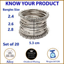 Oxidised Silver-Plated Textured Bangles Jewellery Set (Set Of 20)